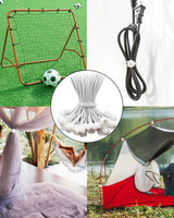 50 pieces - 6 inch - Elastic rope - Elastic cord - Tensioning elastic - tension cord - ball bungee cords - with balls - reusable - for golf nets, soccer goals, camping, tent poles, hose - white rope black spot - 150*22 mm