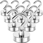 magnetic hook - 10 pieces for more than 5 kg - super strong pulling force - magnet with hook - heavy magnetic hook for hanging, kitchen - silver