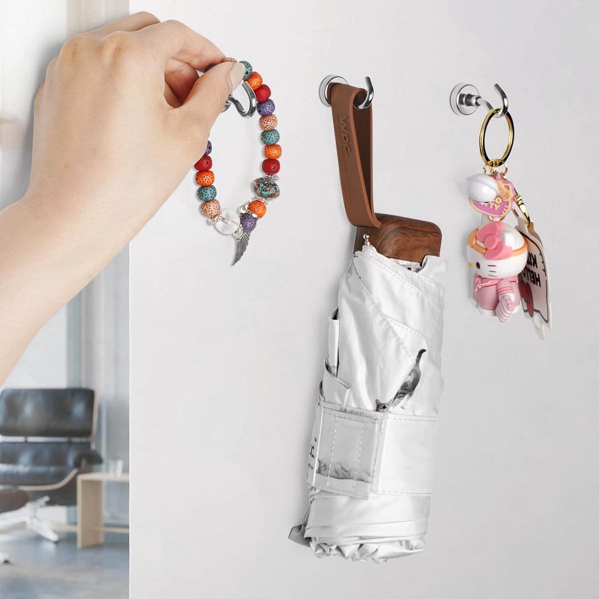 magnetic hook - 10 pieces for more than 5 kg - super strong pulling force - magnet with hook - heavy magnetic hook for hanging, kitchen - silver
