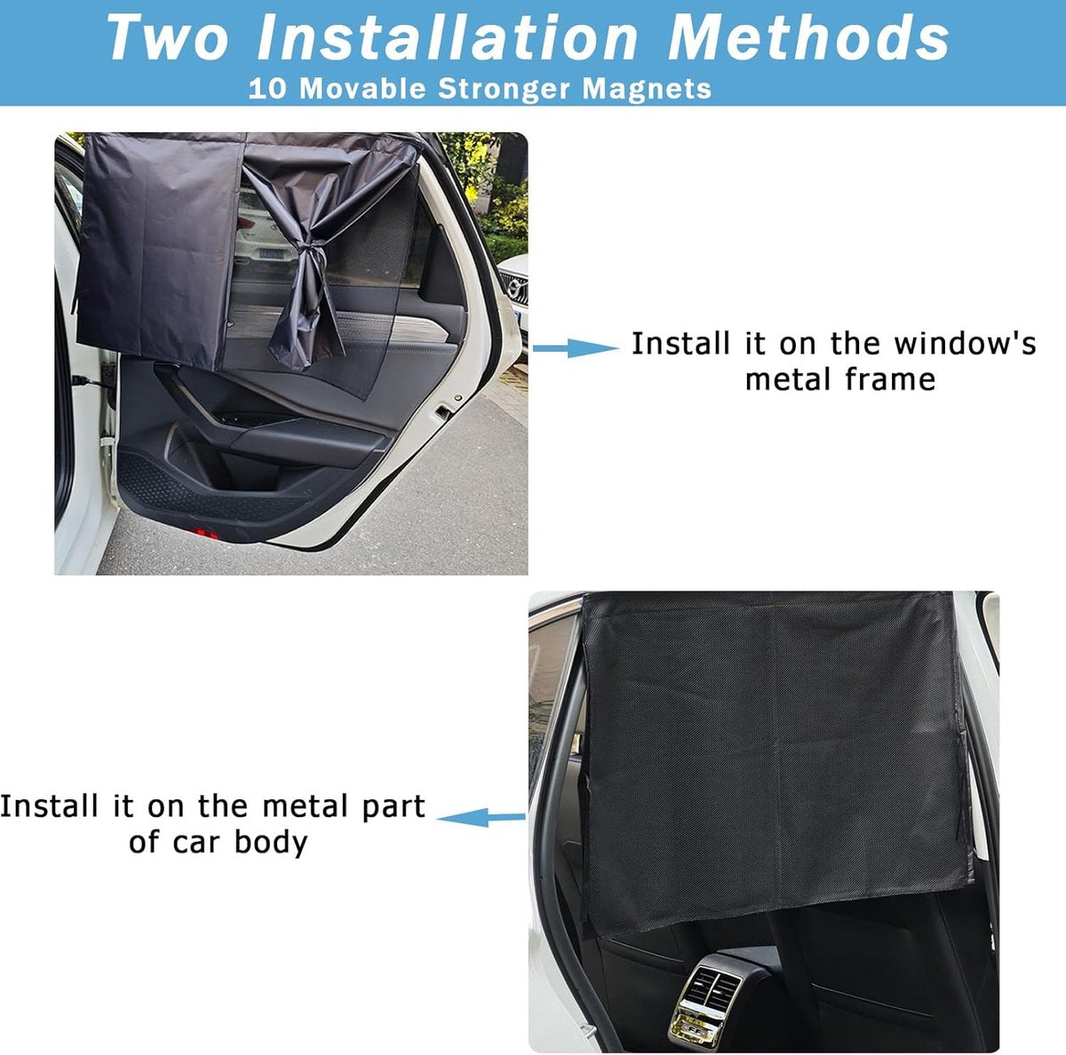 2 pieces - 71*47 cm - car sunshades - universal magnetic car sunshades - for windows - double-layer car sunshade covers - blackout car curtains - for privacy - blocking UV radiation and heat - with 10 magnets - black