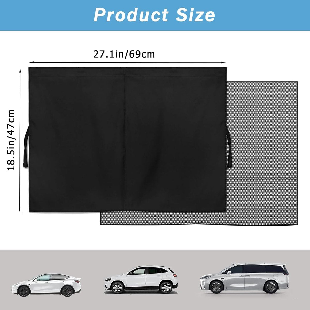 2 pieces - 71*47 cm - car sunshades - universal magnetic car sunshades - for windows - double-layer car sunshade covers - blackout car curtains - for privacy - blocking UV radiation and heat - with 10 magnets - black