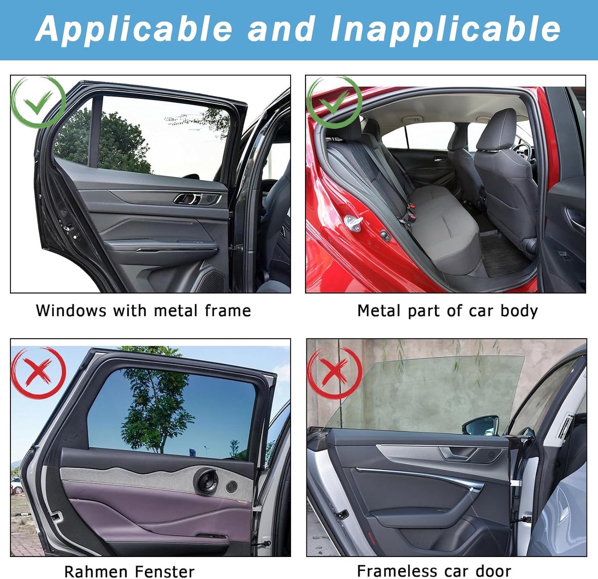 2 pieces - 71*47 cm - car sunshades - universal magnetic car sunshades - for windows - double-layer car sunshade covers - blackout car curtains - for privacy - blocking UV radiation and heat - with 10 magnets - black