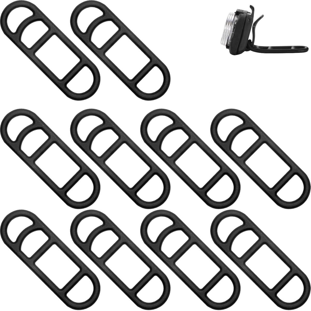 10 pieces - bicycle rubber bands - bicycle light holder - bicycle light strap - silicone strap - bicycle accessories - for bicycle headlights and taillights - for flashlight, mobile phones, speaker holder, handlebar sets - 7*2.5*3.8 cm - black