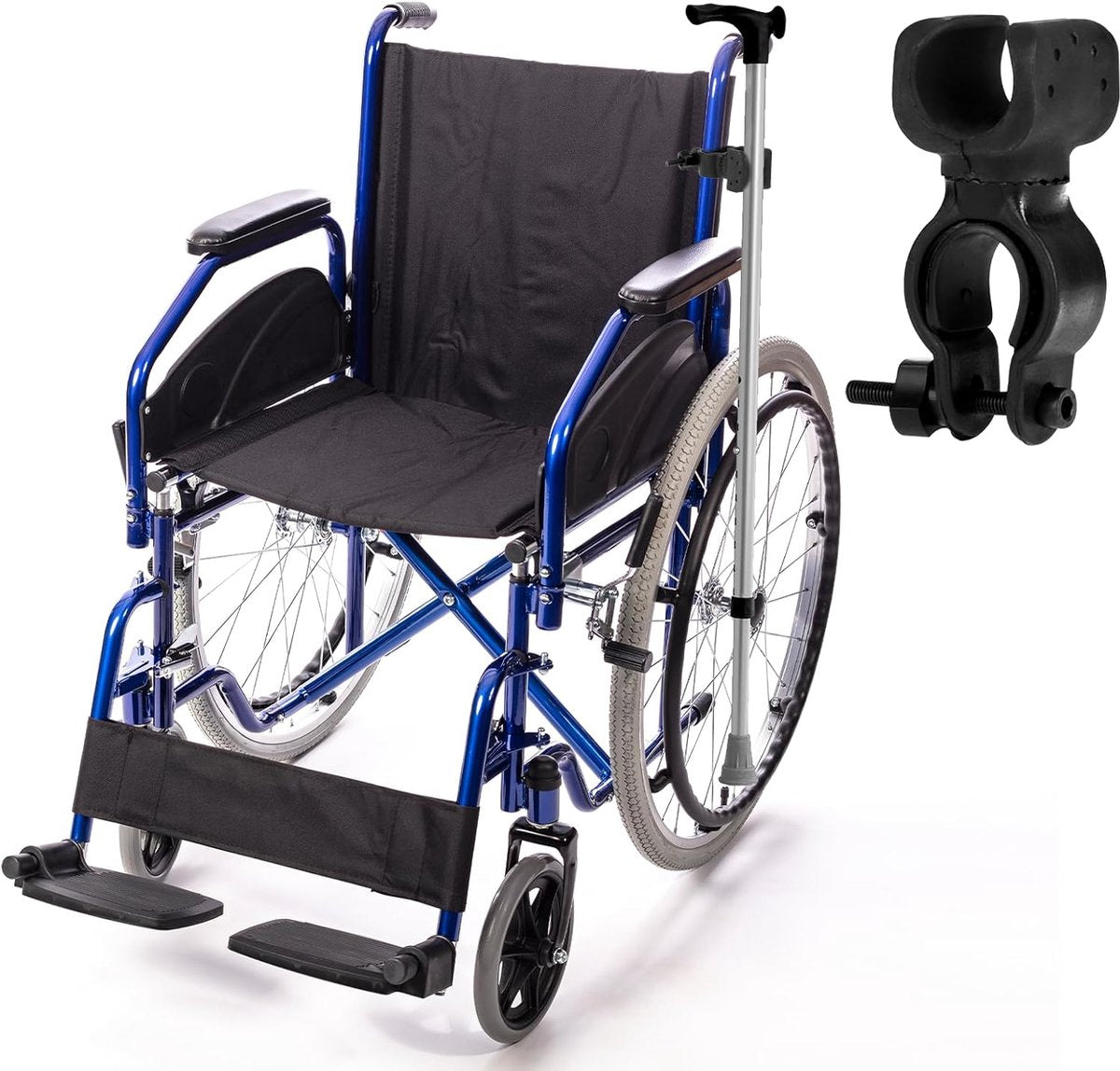 pieces - walking stick holder - wheelchair accessories - scooter accessories - crutch holder - versatile crutch holder - universal accessories for crutches, rollator, wheelchair, bicycle - 8.3*4.5*3.3 cm - black