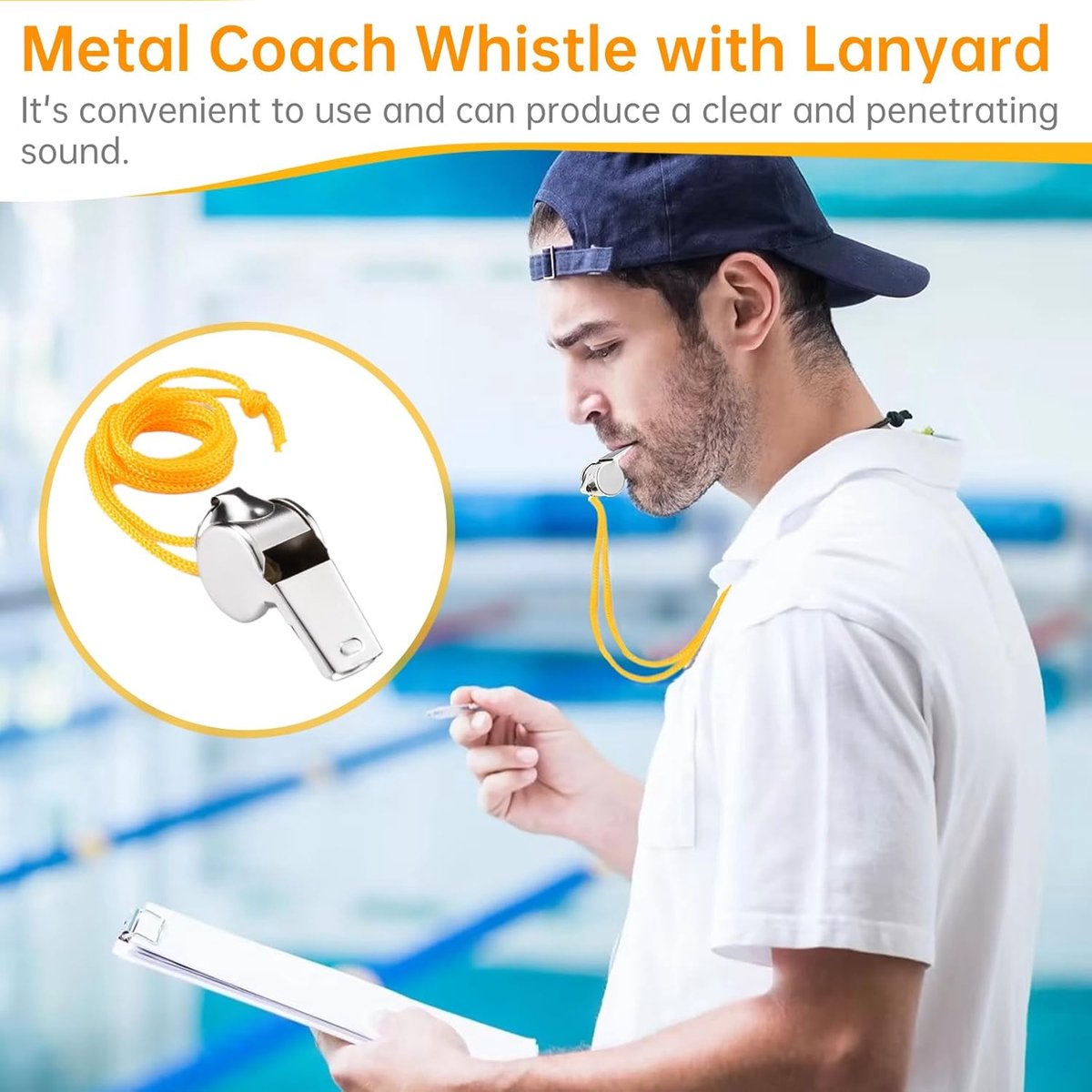 24 pieces - Whistles - Coach Whistle - Outdoor Whistle - Stainless Steel Whistles - Football Referee Whistle - Whistle with Lanyard - Outdoor Accessories - For Emergencies, Sports Training, Referee - Silver - 4*2*1.5 cm