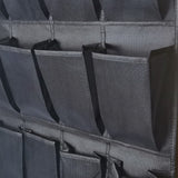 150*56 cm - Over-the-door shoe organizer - Wall compartment - 24 large - breathable mesh pockets - shoe rack - hanging storage - various storage space - breathable over-the-door closet storage, sneakers - black - Front View