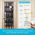 150*56 cm - Over-the-door shoe organizer - Wall compartment - 24 large - breathable mesh pockets - shoe rack - hanging storage - various storage space - breathable over-the-door closet storage, sneakers - black