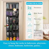 150*56 cm - Over-the-door shoe organizer - Wall compartment - 24 large - breathable mesh pockets - shoe rack - hanging storage - various storage space - breathable over-the-door closet storage, sneakers - black - Top-Down View