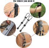 Backpack - trekking pole holders - straps - elastic cord - hiking cord - pole attachment buckle - adjustable trekking poles - for camping, hiking, mountaineering, tactical bag accessories - 10 pieces