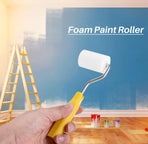 Mini paint roller set - Foam paint roller - with refills - high-density foam rollers *6, paint tray and roller handle - small sponge paint roller - for touch-ups and smooth finishes - 20*10*4 cm - yellow