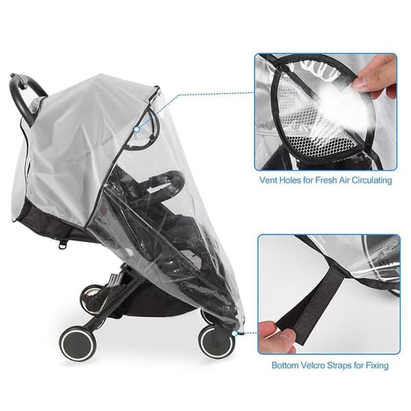 Universal Stroller Rain Cover 5-in-1 Transparent Weather Protection for Infants