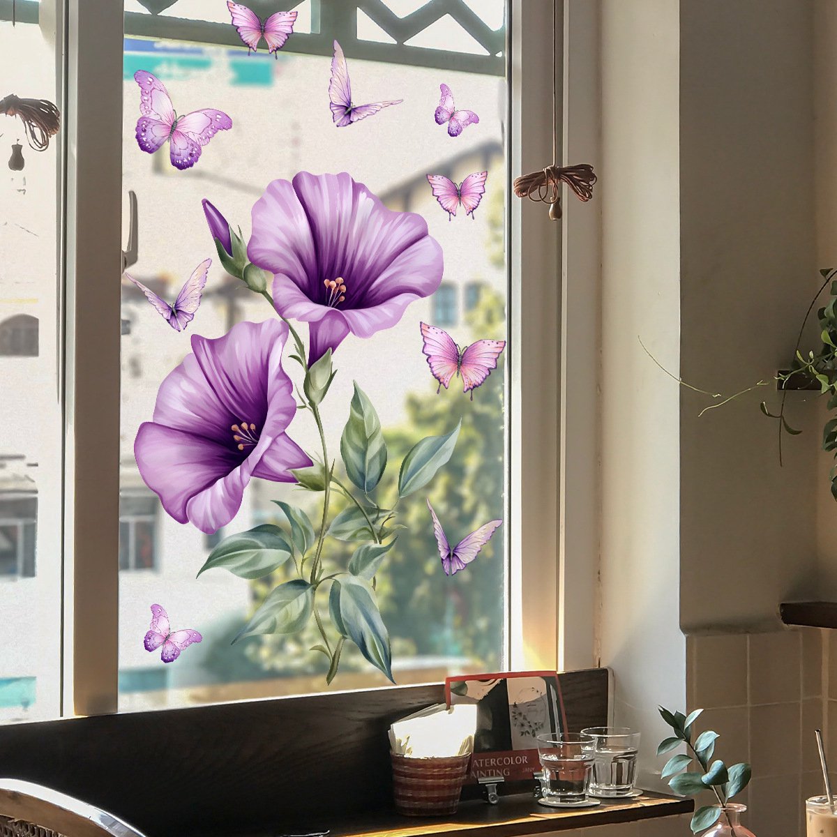 Static window sticker - window sticker - Wall decoration - 30*30cm - flower plant - PVC - D