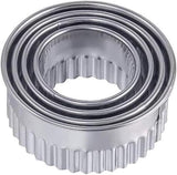 4 Pieces - Cookie Cutter - Round - Cookie Cutters - Cookie Cutters - Φ75/65/54/43mm - Serrated Edge - Silver - Stainless Steel