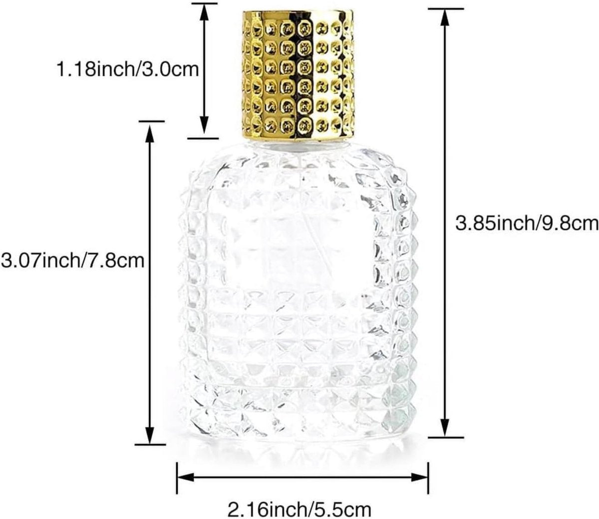 Mini perfume bottles - 50ml - Empty spray bottle - Travel bottle - Perfume atomizer - Perfume bottles - Refillable - Gold - Transparent - Glass - For travel, going out, handbags