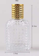 Mini perfume bottles - 50ml - Empty spray bottle - Travel bottle - Perfume atomizer - Perfume bottles - Refillable - Gold - Transparent - Glass - For travel, going out, handbags