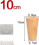 4 pieces - Furniture leg - Wooden furniture leg - Furniture Legs - wood color - wooden - 10 cm