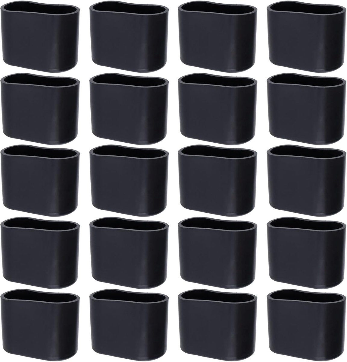 Chair Leg Caps - 20 Pieces - Chair Leg Protectors - PVC - Oval Furniture Leg Protectors - Floor Protectors - Furniture Protectors - Suitable for Furniture Protection - 16mm x 34mm - Black