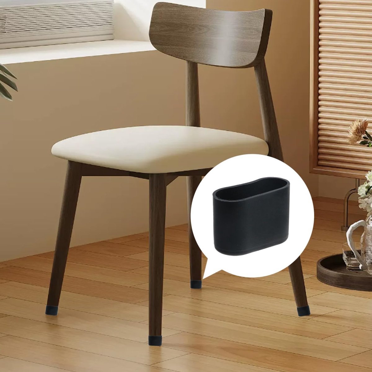 Chair Leg Caps - 20 Pieces - Chair Leg Protectors - PVC - Oval Furniture Leg Protectors - Floor Protectors - Furniture Protectors - Suitable for Furniture Protection - 16mm x 34mm - Black