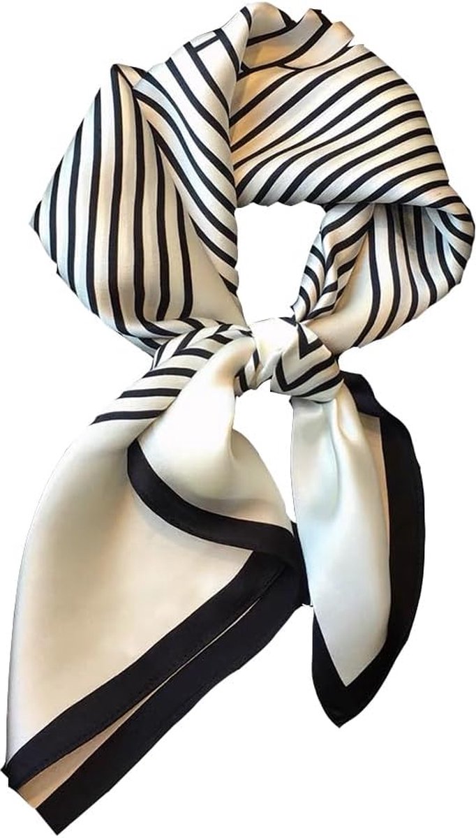 Women's Scarf - Scarves - Stole - Square Scarf - Satin Silk - Polyester - 70*70 cm - Black and White - Fashion Scarves
