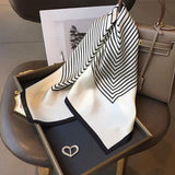Women's Scarf - Scarves - Stole - Square Scarf - Satin Silk - Polyester - 70*70 cm - Black and White - Fashion Scarves