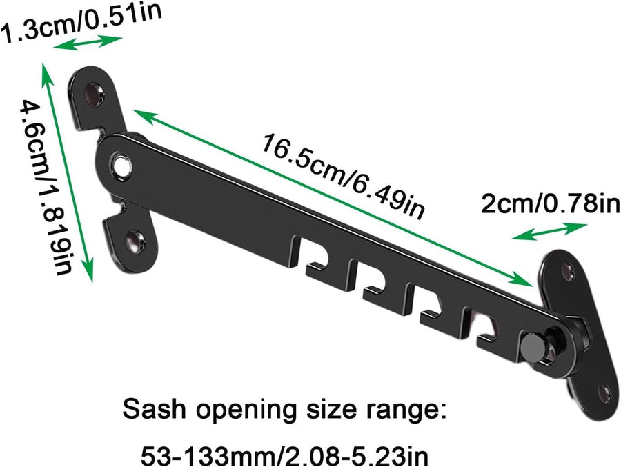 Window and Door Stopper - 2 pieces - Window Limiter - Window Security - Child Lock Window - Window Lock - 16cm - with Mounting Material - Black