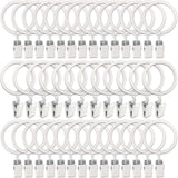 Curtain rings - 45 pieces - Inner diameter 3.8CM - White - Curtain clips for curtain rods - Metal clamps with clip - Hooks for shower curtains, towels, tea towels and dishcloths - Curtain hooks - Curtain hooks