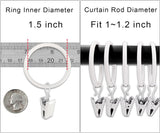 Curtain rings - 45 pieces - Inner diameter 3.8CM - White - Curtain clips for curtain rods - Metal clamps with clip - Hooks for shower curtains, towels, tea towels and dishcloths - Curtain hooks - Curtain hooks