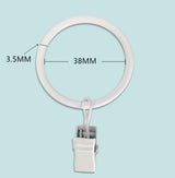 Curtain rings - 45 pieces - Inner diameter 3.8CM - White - Curtain clips for curtain rods - Metal clamps with clip - Hooks for shower curtains, towels, tea towels and dishcloths - Curtain hooks - Curtain hooks