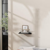 Bathroom shelf - Wall shelf - for wall storage - for bathroom, living room, kitchen, bedroom - 20*12*3cm - Space Aluminum - black - no drilling required - Front View