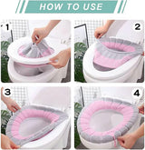 4 Pieces - Toilet Seat Cover - Universal Toilet Seat Cover - Toilet Seat Cover - Seat Cover - Polyester - Beige, Pink, Green, Blue - 35*35cm