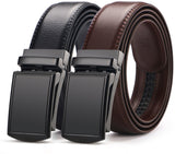 2 pieces - Men's Belt - Leather Belt - Adjustable - Gift Men - Shortenable - Gift Man - Cow Leather - Black & Brown - Without Holes - 120cm