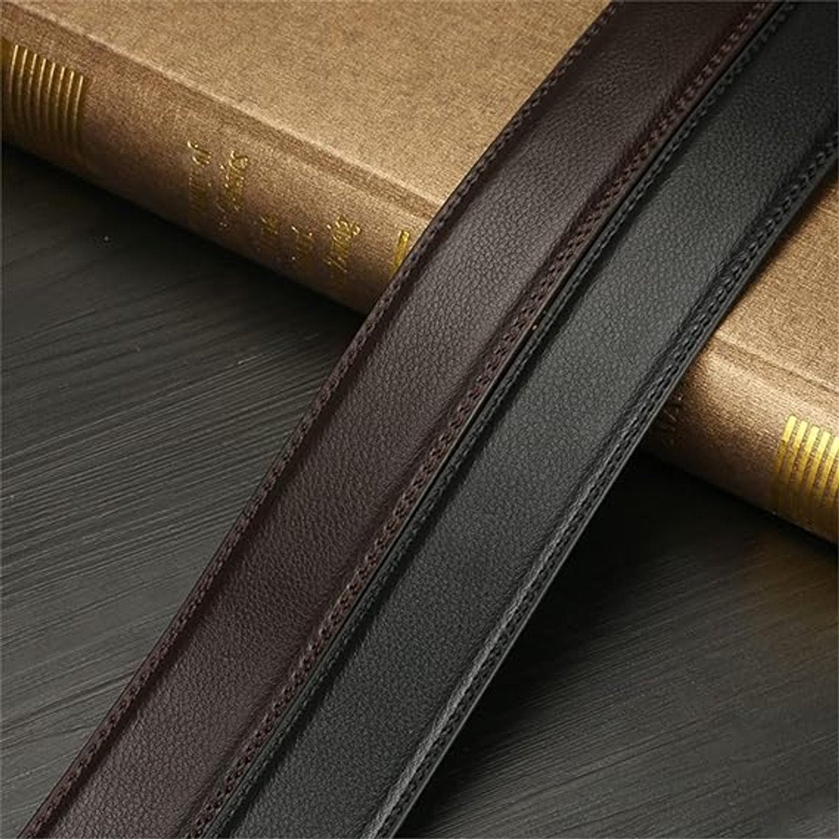 2 pieces - Men's Belt - Leather Belt - Adjustable - Gift Men - Shortenable - Gift Man - Cow Leather - Black & Brown - Without Holes - 120cm