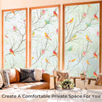 Window film - Glue-free adhesive film for windows and bathrooms - 30cm*1m - PVC - Static - Easy installation - Colorful - Branches and birds