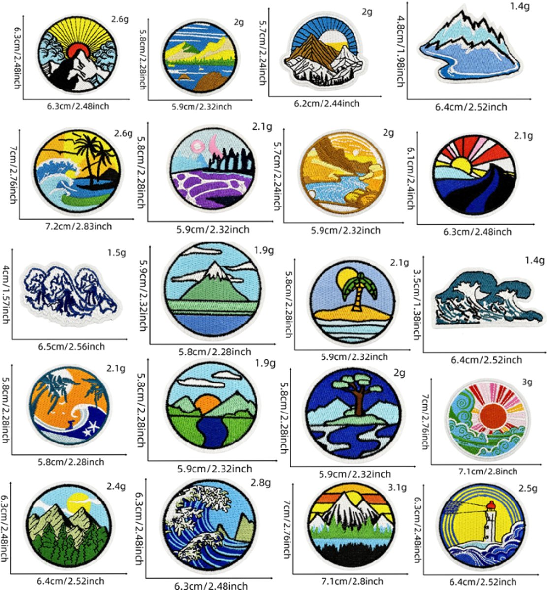 Iron-on patches for clothing - Embroidered emblems for jackets and jeans - 20 pieces