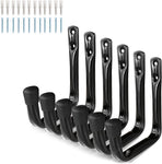Storage hooks - wall hooks - tool hooks - garage organizer - 6 pieces - 9*11.5 cm - iron - black - with rubber end cap - Including screws - for cellar, bicycle, wall-mounted ladder