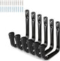 Storage hooks - wall hooks - tool hooks - garage organizer - 6 pieces - 9*11.5 cm - iron - black - with rubber end cap - Including screws - for cellar, bicycle, wall-mounted ladder