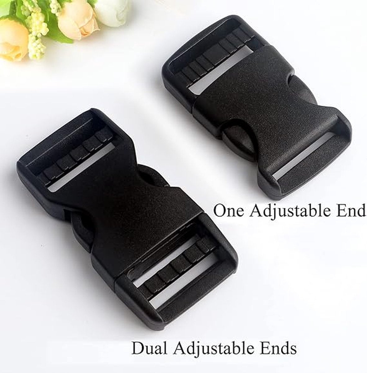 Buckles and closures - 20mm snap buckle - Black plastic - 4 pieces