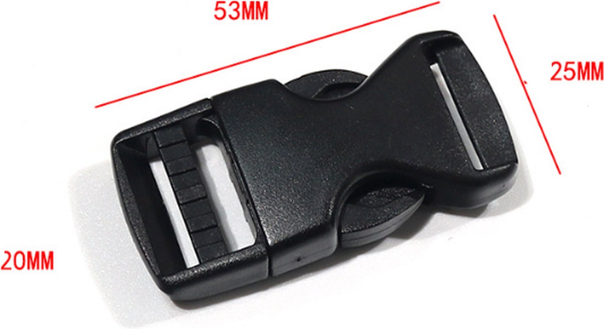 Buckles and closures - 20mm snap buckle - Black plastic - 4 pieces