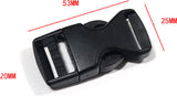 Buckles and closures - 20mm snap buckle - Black plastic - 4 pieces - 45-Degree Angle