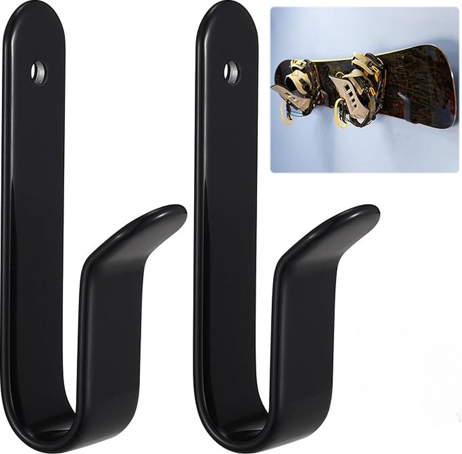 2 pieces - snowboard wall mount - skateboard wall mount - with screws - skateboard, wall mounting, display rack for skateboards, surfboards or longboards - storage hooks - black - stainless steel - hanging - 10*2*3.3cm