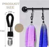4 pieces - Towel clip - Towel rack - Kitchen towel clips - 11.5*2.3 cm - Black - Multifunctional clips - Suitable for home cupboards and bathrooms - Towel clip made of cotton rope - Front View