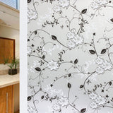 Window film - Self-adhesive window film - Easy installation - 50*200cm - Frosted glass with flowers - black, white - Self-adhesive - PVC - Self-adhesive wallpaper for decoration