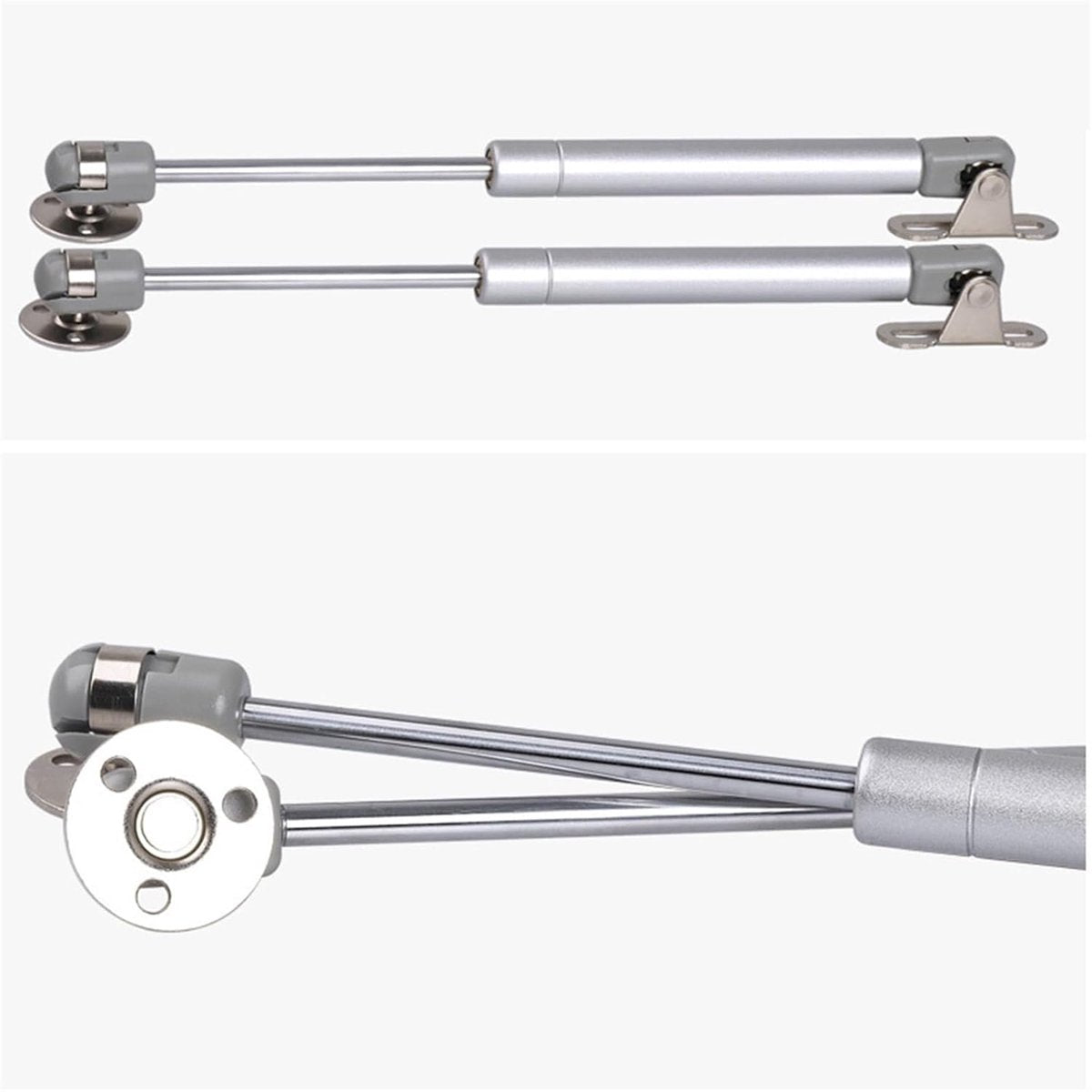 2 pieces - Gas Spring - Softclose Door Fitting - 120N - Zinc Alloy - Silver - Telescopic Cabinet Door Gas Spring - Hydraulic Support - Door Lift Damper for Cabinet Door or Flap