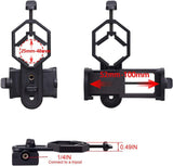 Universal Phone Holder for Telescope - For Eyepiece Diameter Ø 2.5 - 4.8cm - Mobile Phone Adapter Mount - Clip-on Design - For Spotter's Binoculars / Telescope - Adjustable - Black - ABS and Aluminum Alloy - Rear View