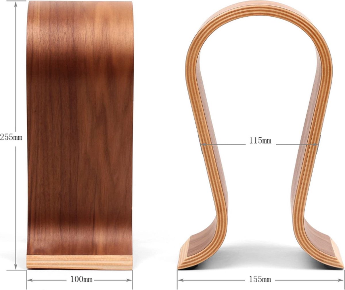 Headset Stand - Headphone Stand - Headphone Holder - Headphone Hook - Headphone Hanger - Wooden - 255*100*155MM - Wood Color