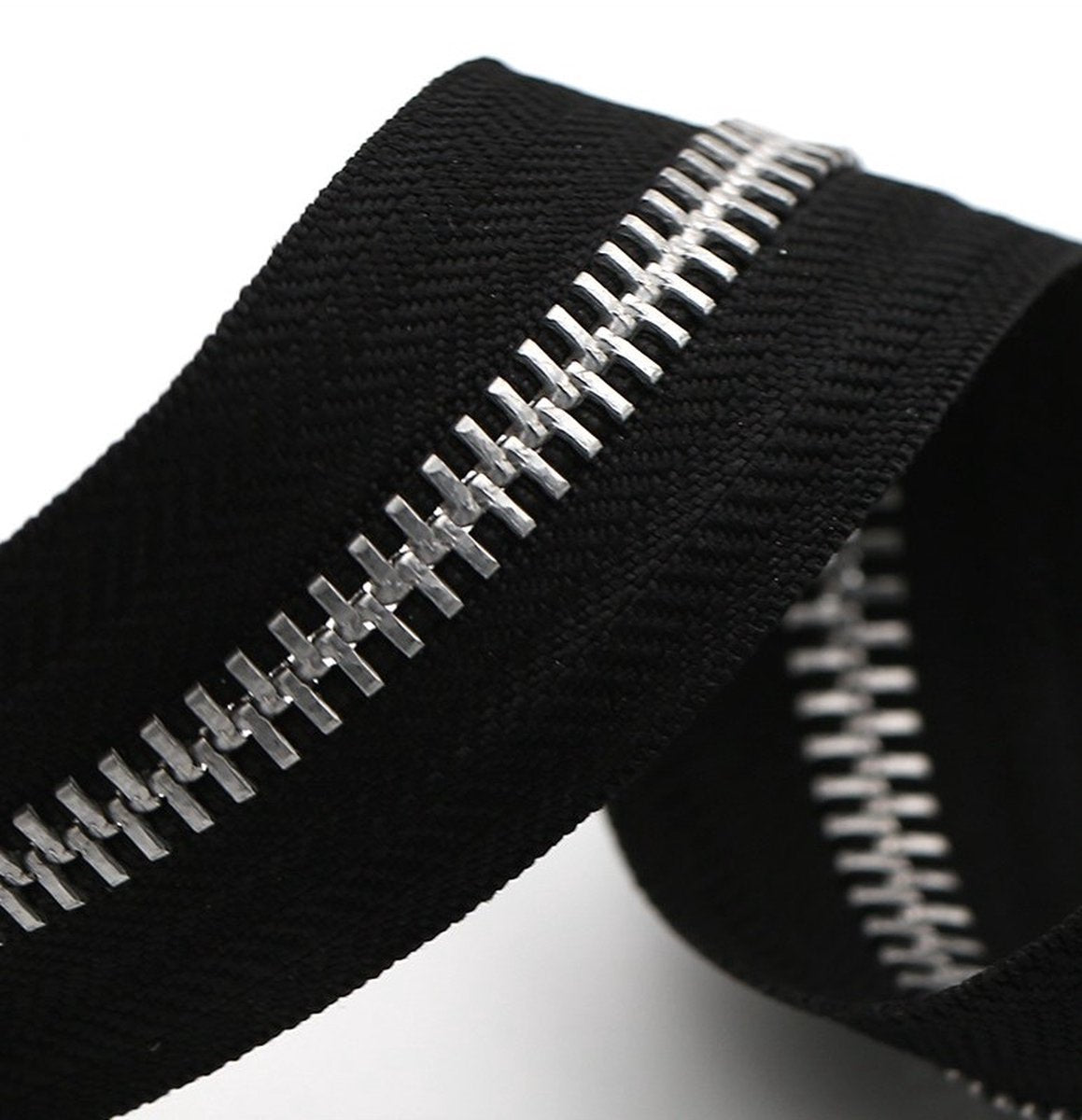 Zipper - Pack of 2 - Two-way zipper - Double slider - Divisible - Silver teeth - Black, silver - No. 5 70 cm - For jackets and coats