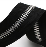 Zipper - Pack of 2 - Two-way zipper - Double slider - Divisible - Silver teeth - Black, silver - No. 5 70 cm - For jackets and coats