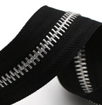 Zipper - Pack of 2 - Two-way zipper - Double slider - Divisible - Silver teeth - Black, silver - No. 5 70 cm - For jackets and coats
