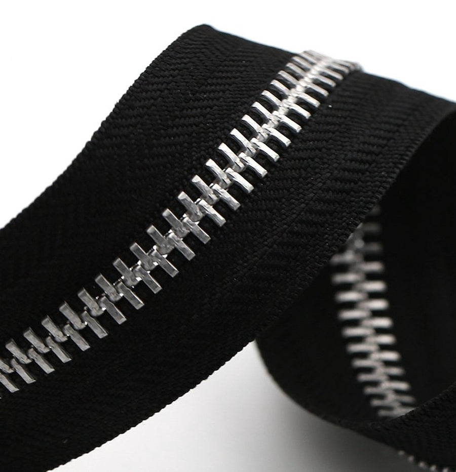 Zipper - Pack of 2 - Two-way zipper - Double slider - Divisible - Silver teeth - Black, silver - No. 5 70 cm - For jackets and coats
