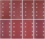 80 pieces - Sanding sheets - Sandpaper set - 40/60/80/120/180/240/320/400 grit - rectangular flocked sandpaper - 8 holes - red - 185*93mm